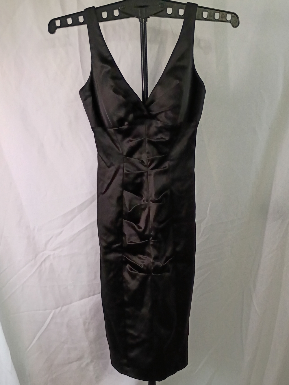 Cache Classic Black Satin Sheath Dress